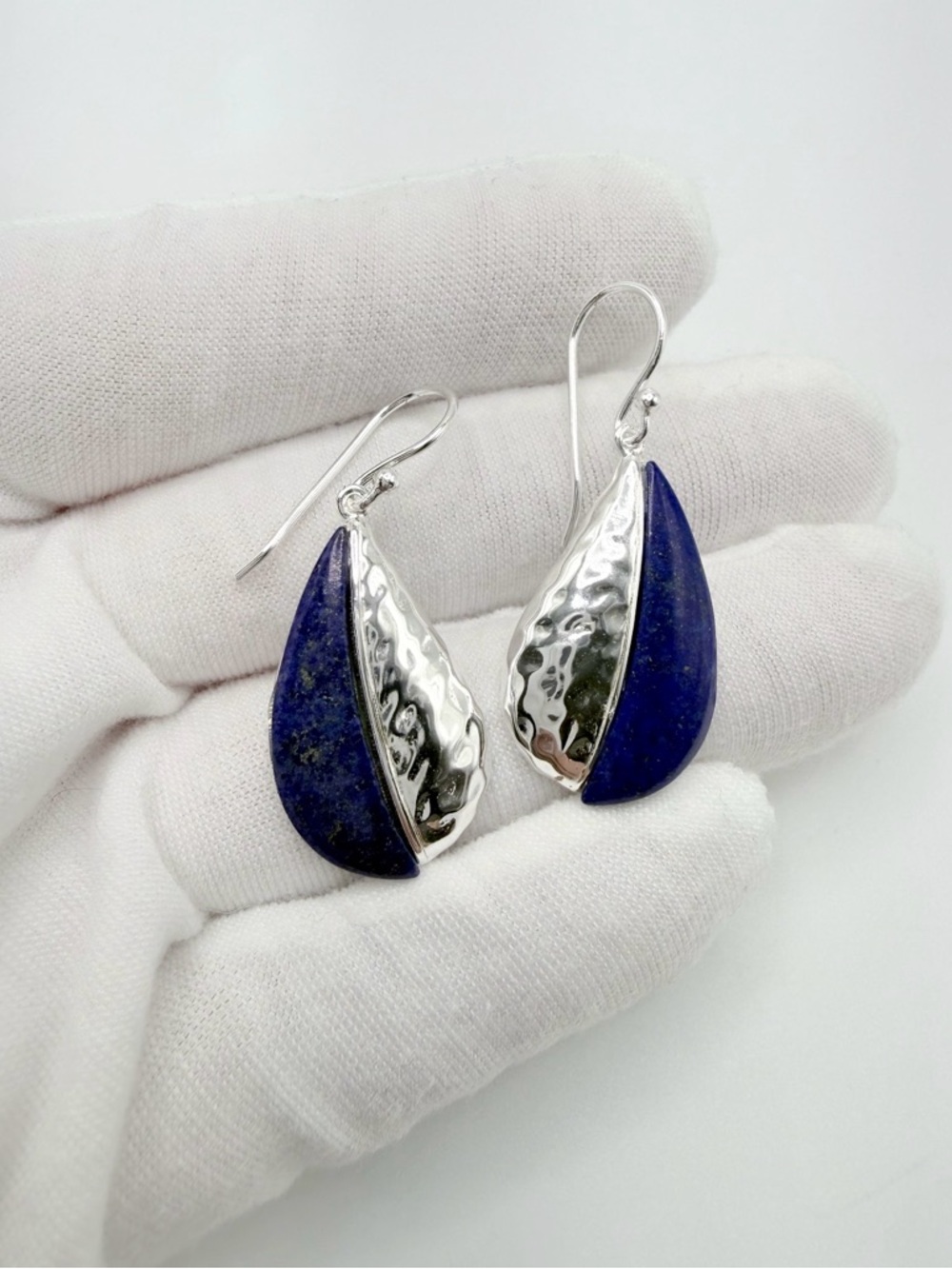 Lapis Dangling Teardrop .925 Sterling Silver Earrings